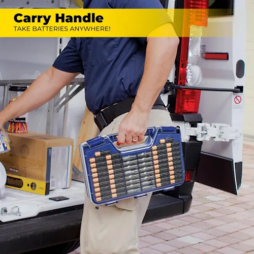 Miniatura 5 de Ontel Battery Daddy - Estuche organizador y de almacenamiento con probador, almacena y protege hasta 180 baterías, doble cara, diseño duradero