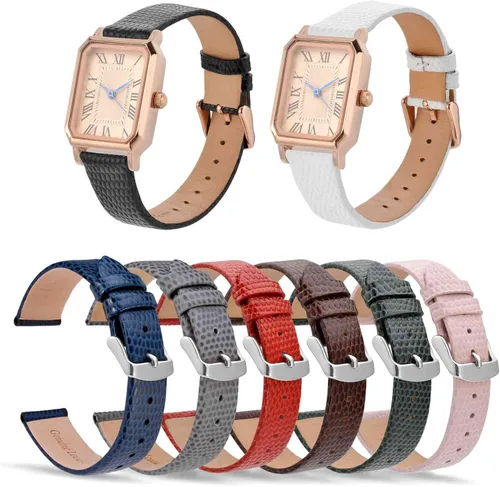 Miniatura 7 de ANNEFIT Correa de reloj de cuero para mujer, 0.472 in, 0.512 in, 0.551 in, 0.591 in, 0.630 in, 0.709 in, 0.787 in, correa de repuesto delgada