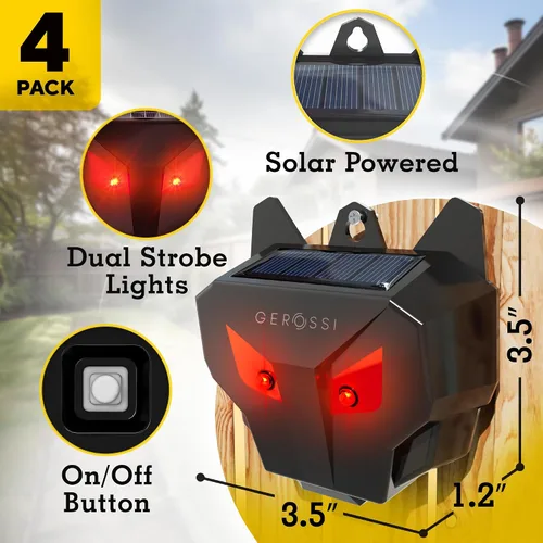 Miniatura 5 de Repelente solar nocturno de animales, paquete de 4 – Dispositivo repelente eficaz para coyote, ciervo, zorro, mapache, mofeta – Potente disuasorio