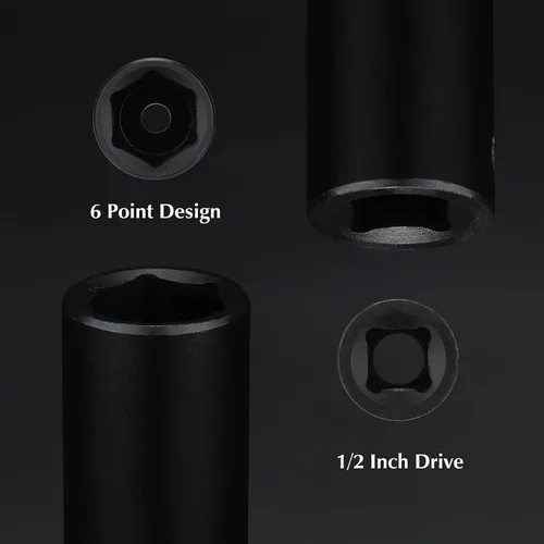 Miniatura 4 de EMENTOL Juego de 11 llaves de vaso de impacto profundo de 1/2 pulgada, 6 puntos, CR-V, 11 piezas de llaves de vaso SAE de 1/2 pulgada, 3/8 pulgadas