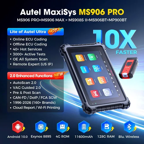 Miniatura 2 de Autel Escáner MaxiSys MS906 PRO, MS906Pro 2026 Igual que MS906MAX, ECU superior Elite 2.0 de MS906BT MP900BT MP900 MS908S, prueba bidireccional 3K+