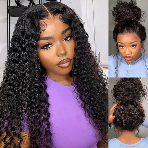 Miniatura 17 de Pelucas de encaje frontal de onda corporal 360 de cabello humano para mujeres, sin pegamento, previamente despuntadas con pelillos, 180 % de Peluca