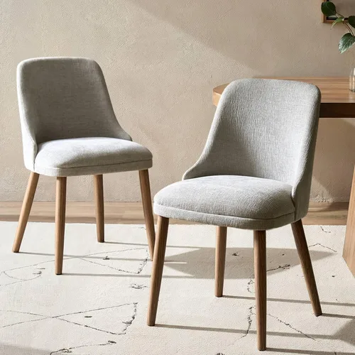 Miniatura 22 de HULALA HOME Juego de 2 sillas de comedor tapizadas de tela azul marino con patas de madera maciza, respaldo acolchado, sillas decorativas modernas
