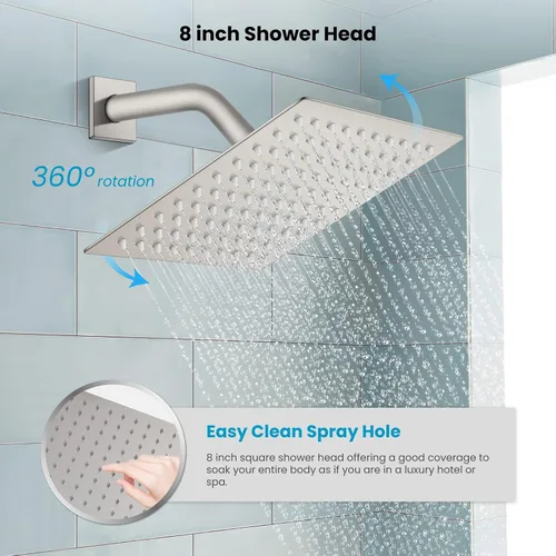 Miniatura 3 de gotonovo Sistema de ducha de lluvia para baño, juego de cabezal y mango de ducha de lluvia montado en la pared, conjunto completo combinado de latón