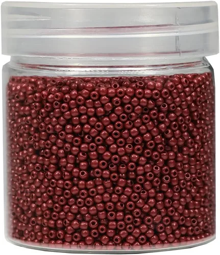 Miniatura 38 de Bala&Fillic Tamaño casi uniforme Cuentas de semillas redondas de color verde ejército de 2 mm Aproximadamente 10000 piezas/110 gramos en caja