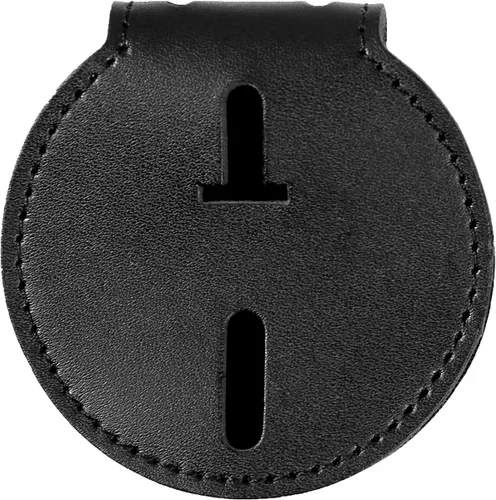 Miniatura 7 de Porta insignia de policía AKITSUAMA - De cuero de vaca, universal, negro, para fuerzas del orden, con clip metálico y cadena incluidos