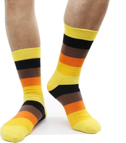 Miniatura 21 de TOEJYJ Calcetines de vestir divertidos para hombre, paquete de calcetines casuales divertidos, coloridos calcetines de algodón a rayas, talla 10-13