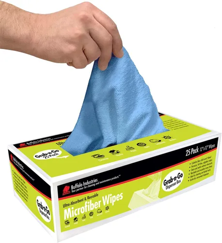 Miniatura 6 de Buffalo 65102 - Paños de limpieza económicos de microfibra, caja de toallitas dispensadora, azul, 12 x 12 pulgadas, paquete de 25