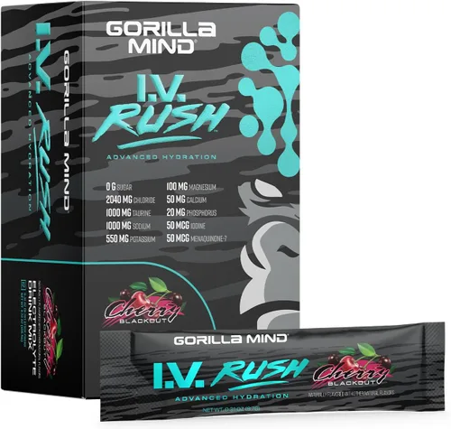 Gorilla Mind I.V. Rush™ Mezcla de bebidas con electrolitos - 3,760 mg de electrolitos, sin azúcar, sin edulcorantes artificiales | Polvo de