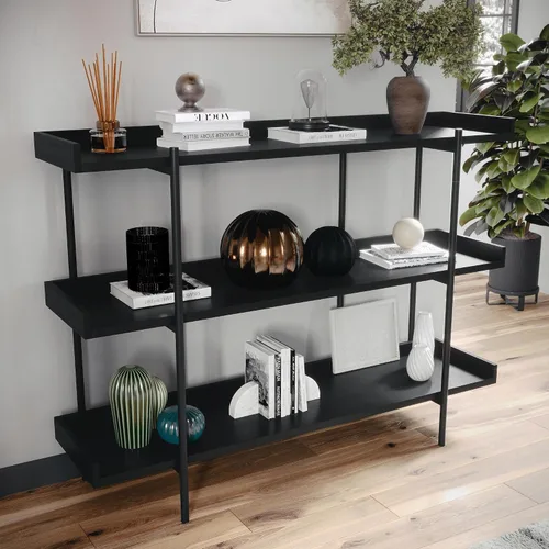Miniatura 4 de Martha Stewart Emmett - Estantería de 3 estantes con marco de metal vertical, unidad de almacenamiento para oficina en casa, 35 pulgadas de alto