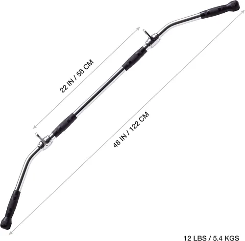Miniatura 2 de AmStaff - Barra de tracción recta Ez Curl Lat de 48 pulgadas con doble gancho giratorio para máquinas de cable de doble polea, accesorio funcional