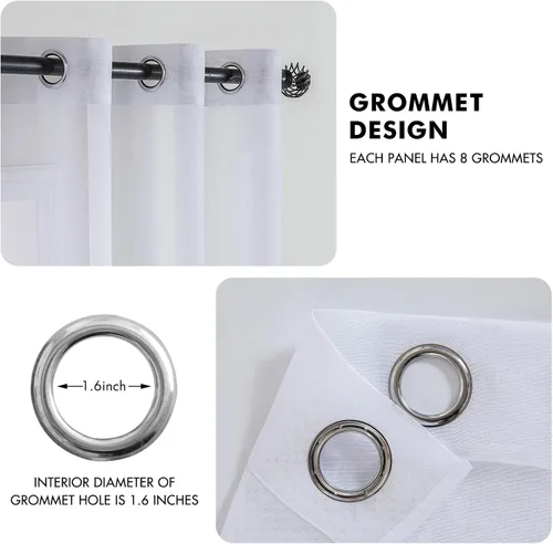 Miniatura 4 de MIULEE - Cortinas transparentes para ventana (2 paneles). Cortinas elegantes., Poliéster & Mezcla de poliéster, Blanco