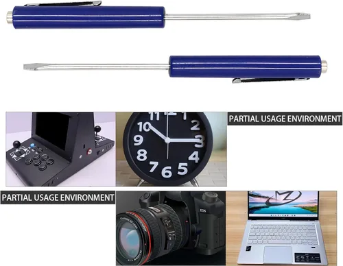 Miniatura 7 de Mini Destornillador de Bolsillo Azul Destornillador Portátil Ranurado con Puntas Ranuradas Magnéticas Fuertes 2 Piezas