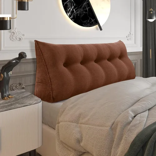 Miniatura 44 de Almohada de cabecera gruesa totalmente rellena individual XL, cabecero acolchado de dormitorio, soporte suave y firme, cojín grande triangular, Azul