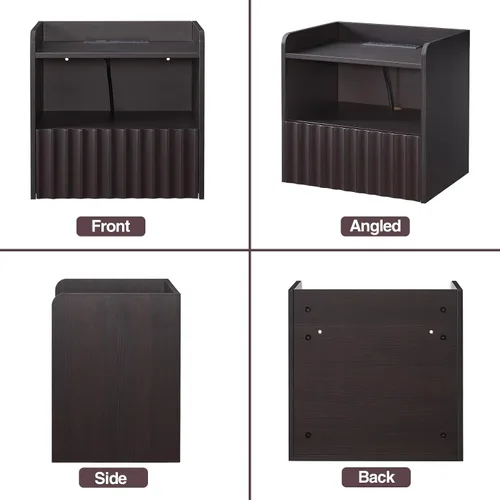 Miniatura 8 de BuildHom Moderna mesita de noche flotante acanalada montada en la pared, juego de 2 mesitas de noche con cajón de almacenamiento y estante