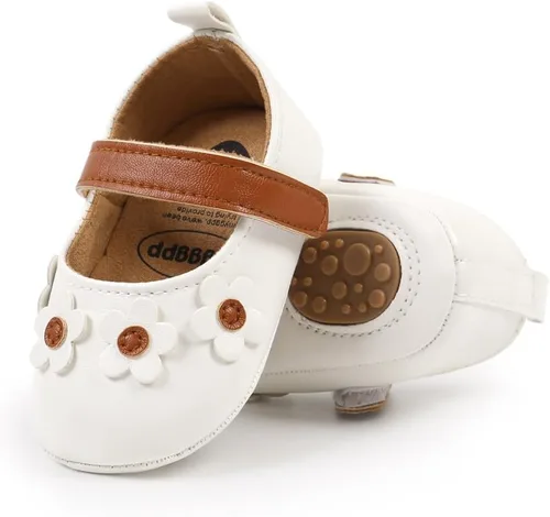 Miniatura 5 de Myleleya Zapatos planos Mary Jane para bebés y niñas con lazo y flores, vestido de princesa, para boda, zapatos de ballet antideslizantes para niños