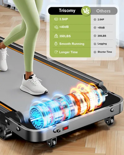 Miniatura 3 de Folding Walking Pad with 15% Incline/RGB Light/Dual Screen Display, 3.5HP Treadmills for Home, Portable Walking Pad Treadmill with Handle Bar and 4
