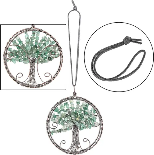 Miniatura 3 de rockcloud Adorno colgante hecho a mano del árbol de la vida, piedras curativas de reiki, para colgar en la pared, automóvil, decoración