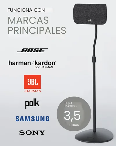 Miniatura 6 de SANUS Par de soportes para altavoces de satélite y estantería de hasta 3.5 libras - Ajuste de altura de 10 pulgadas - Incluye soporte en forma de L