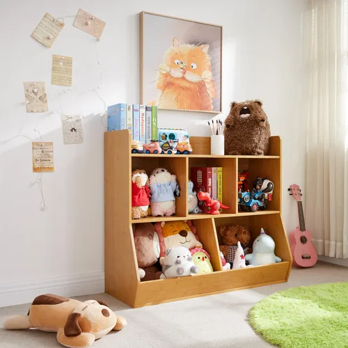 Miniatura 2 de Kovhzcu Organizador de almacenamiento de juguetes con estantería, estante de juguetes para niños de 5 compartimientos, armario de almacenamiento