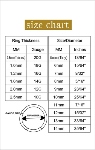 Miniatura 4 de ORANGELOVE - Aros nasales hipoalergénicos de acero quirúrgico 316L de 20 g, 18 g, 16 g, 14 g, 12 g, 10 g y 8 g, joyería para tabique con segmento