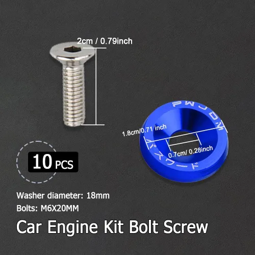 Miniatura 2 de 20 piezas - Arandelas para defensa y parachoques, kit de arandelas de aluminio para vestir el compartimento del motor, kit de sujetadores M6