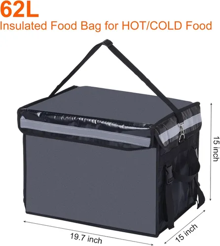 Miniatura 2 de PATIKIL Bolsa aislada para pizza XXXL, bolsa térmica de 19.7 x 15 x 15 pulgadas con divisor, bolsa térmica de catering para alimentos Negro