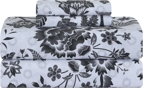 Miniatura 26 de Feather & Stitch - Juego de sábanas de 100 % algodón más suaves, ropa de cama de tejido percal de 300 hilos, bolsillo profundo de 16 pulgadas, Floral