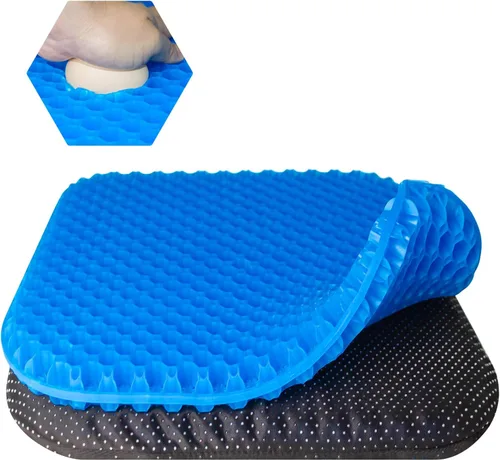 EVEME Cojín de asiento de gel para sentarse durante mucho tiempo con funda antideslizante, cojín de asiento refrescante, diseño de panal
