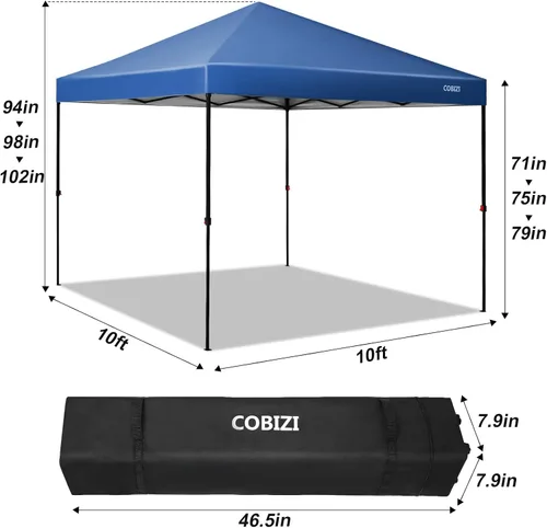 Miniatura 70 de COBIZI Tienda de campaña desplegable de 6.6 x 6.6 pies, toldo resistente, fácil de instalar, impermeable, para exteriores, fiestas, playa, jardín