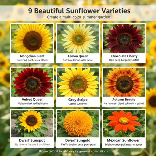 Miniatura 8 de NatureZ Edge 1300+ Semillas de Girasol Paquete de Variedad de Jardín, Semillas de Girasol a Granel para Plantar Flores, Obtén Más Semillas