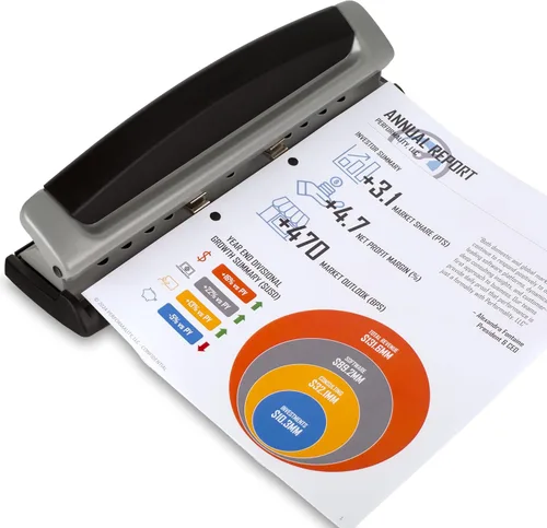 Miniatura 5 de Swingline Perforadora de 3 agujeros, capacidad de 10 hojas, perforadora de tres agujeros, 3 anillos, perforadora de papel ajustable de 2 a 3