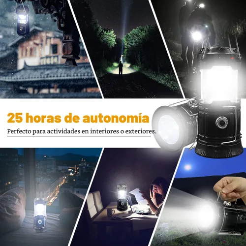 Miniatura 4 de Linterna LED plegable portátil para campamento, XTAUTO ligera, impermeable, solar, recargable, USB, kits de supervivencia para interiores