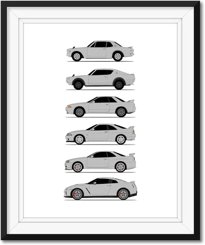 Miniatura 16 de Custom Car Posters Póster hecho a mano compatible con Nissan Skyline GT-R e impresión de Nissan Skyline GTR (KPGC10, KPGC110, R32, R33, R34, R35)