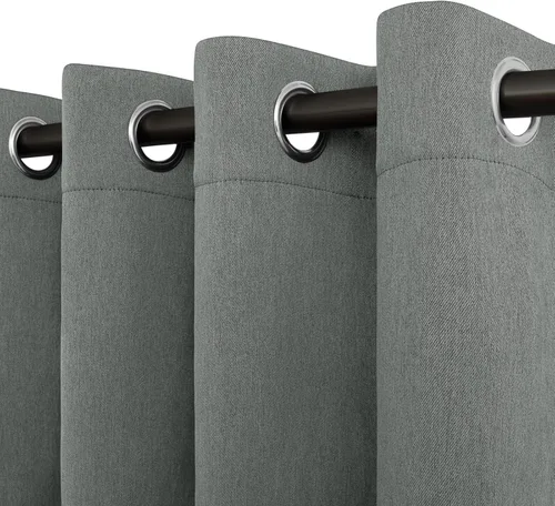 Miniatura 15 de Easy-Going - Cortinas opacas con aspecto de lino para oscurecer la habitación, con ojales para ventana, cortinas para dormitorio, sala de estar