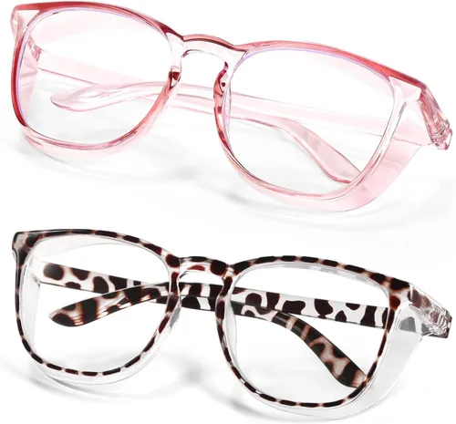 Miniatura 14 de Elegantes gafas de seguridad para mujeres y niñas, gafas anti-vaho, gafas protectoras, gafas transparentes Azul + rosa