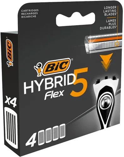 Miniatura 2 de BIC Hybrid 5 Flex - Recambios de afeitadora para hombre con 5 cuchillas móviles Nano-Tech con revestimiento de titanio, caja de 4 cartuchos