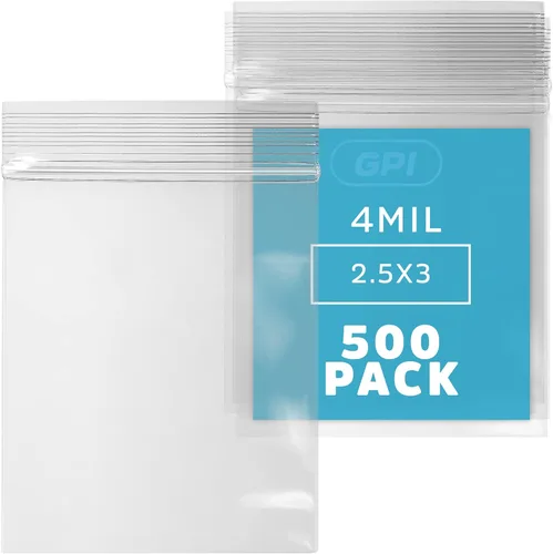 Miniatura 13 de GPI - Caja de 1000 bolsas de plástico transparente con cremallera de 3 x 3 pulgadas - Bolsas de polietileno resistentes a granel de 4 mil de grosor