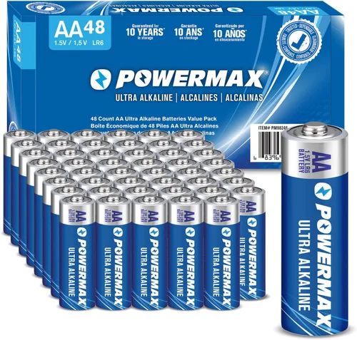 Miniatura 7 de Powermax 100 pilas AA, batería alcalina de larga duración, vida útil de 10 años, embalaje resellable