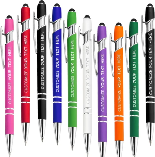 Miniatura 49 de Hasta 500 bolígrafos personalizados a granel con lápiz capacitivo, grabado, juego de bolígrafos con tu nombre, texto para mujeres de negocios