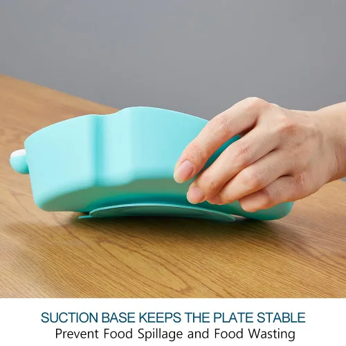 Miniatura 5 de Matyz Platos de succión de silicona para bebés con succión (azul) - Platos divididos para niños antideslizantes - Platos 100% silicona de grado