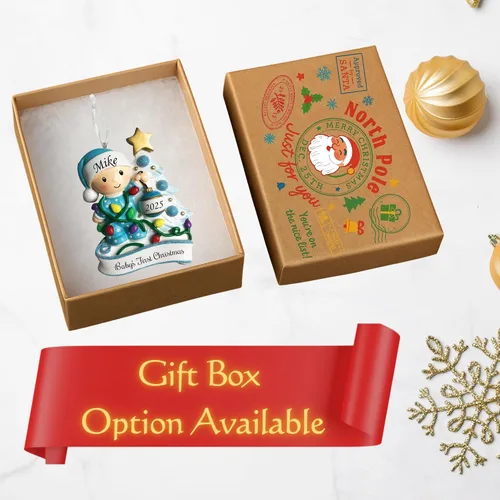 Miniatura 3 de Adorno de la primera Navidad del bebé 2025, árbol decorativo para bebé, recuerdo personalizado de vacaciones, adorno de mi primera Navidad