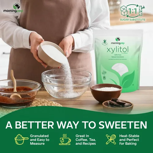 Miniatura 6 de Morning Pep - Edulcorante puro de xilitol de abedul (apto para dieta keto) sin regusto 1 libra (no de maíz) sin OMG Kosher sin gluten Producto