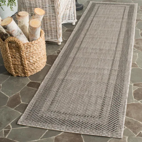 Miniatura 17 de SAFAVIEH Alfombra lavable al aire libre Courtyard Collection - 2'3" x 5', beige y negro, no desprende pelusa y fácil de limpiar, ideal para patio
