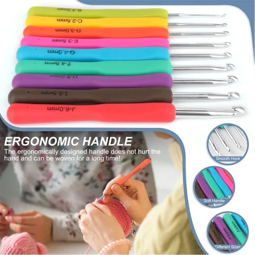 Miniatura 5 de Katech - Kit de ganchos de ganchillo con estuche, juego de 85 piezas de ganchillo, ganchos ergonómicos para tejer, agujas de tejer, kits de hilo