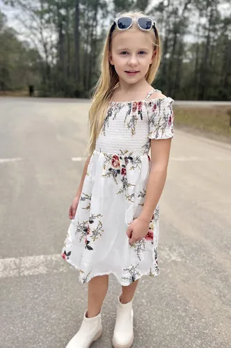 Miniatura 8 de Arshiner Vestido casual de verano sin mangas floral para niñas