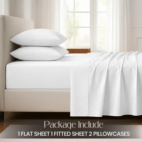 Miniatura 2 de SGI bedding Sábanas 100% algodón egipcio tamaño individual – Sábanas refrescantes, ropa de cama blanca suave y transpirable, ropa de cama de lujo