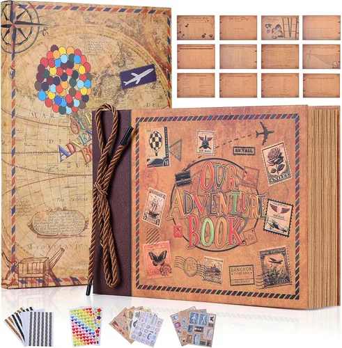 Miniatura 12 de Nuestro Libro de Aventuras de 12 x 12 pulgadas, Álbum de Recortes Grande Hecho a Mano, Libro de Recortes de Viaje, 60 páginas, álbum DIY