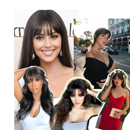 Miniatura 4 de Extensiones de cabello humano real con flecos, clip en flequillo, con sienes