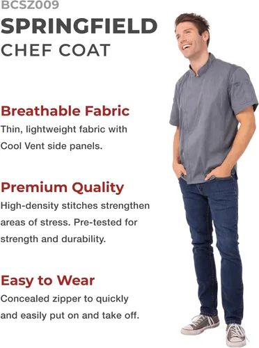 Miniatura 3 de Chef Works Springfield - Abrigo de chef para hombre